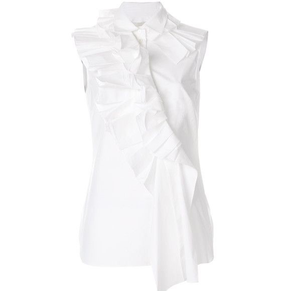 MONSE White Ruffled Button Down Sleeveless Blouse Size 8 - Picture 1 of 8